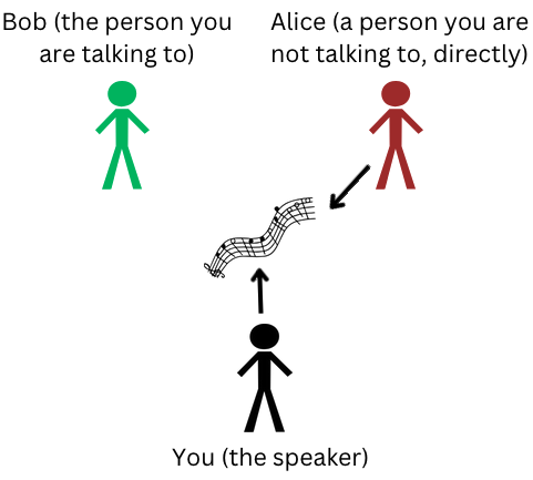 A diagram indicating that you and Alice like the song, but not Bob.